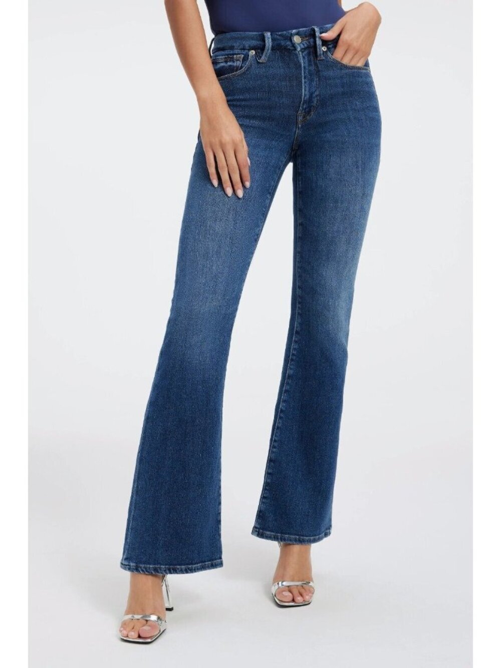 Good American Good Legs Flare Jeans Sz 4 15 NWT Cashmere Blend High Rise